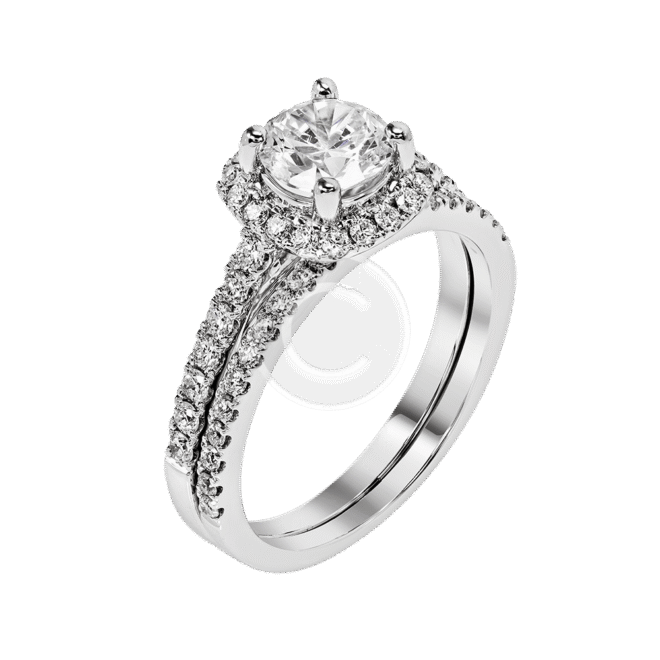 White Gold Band Ring in White Diamond