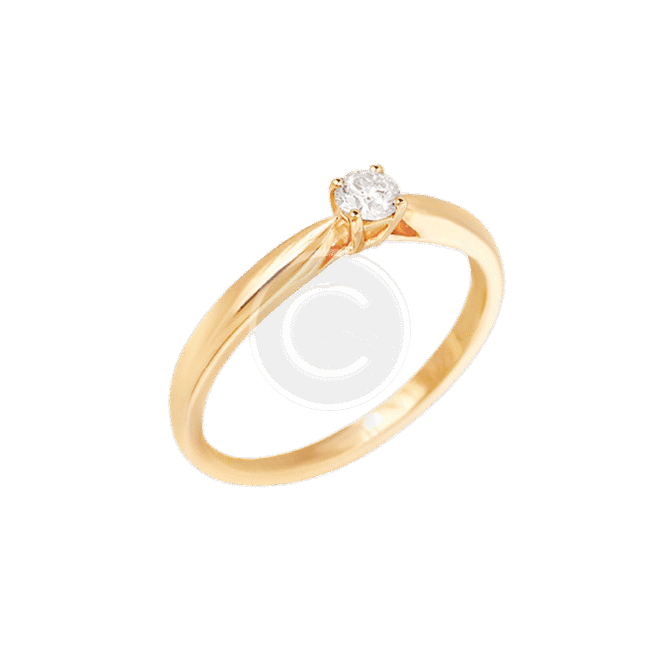 Yellow Gold Engagement Ring in White Diamond